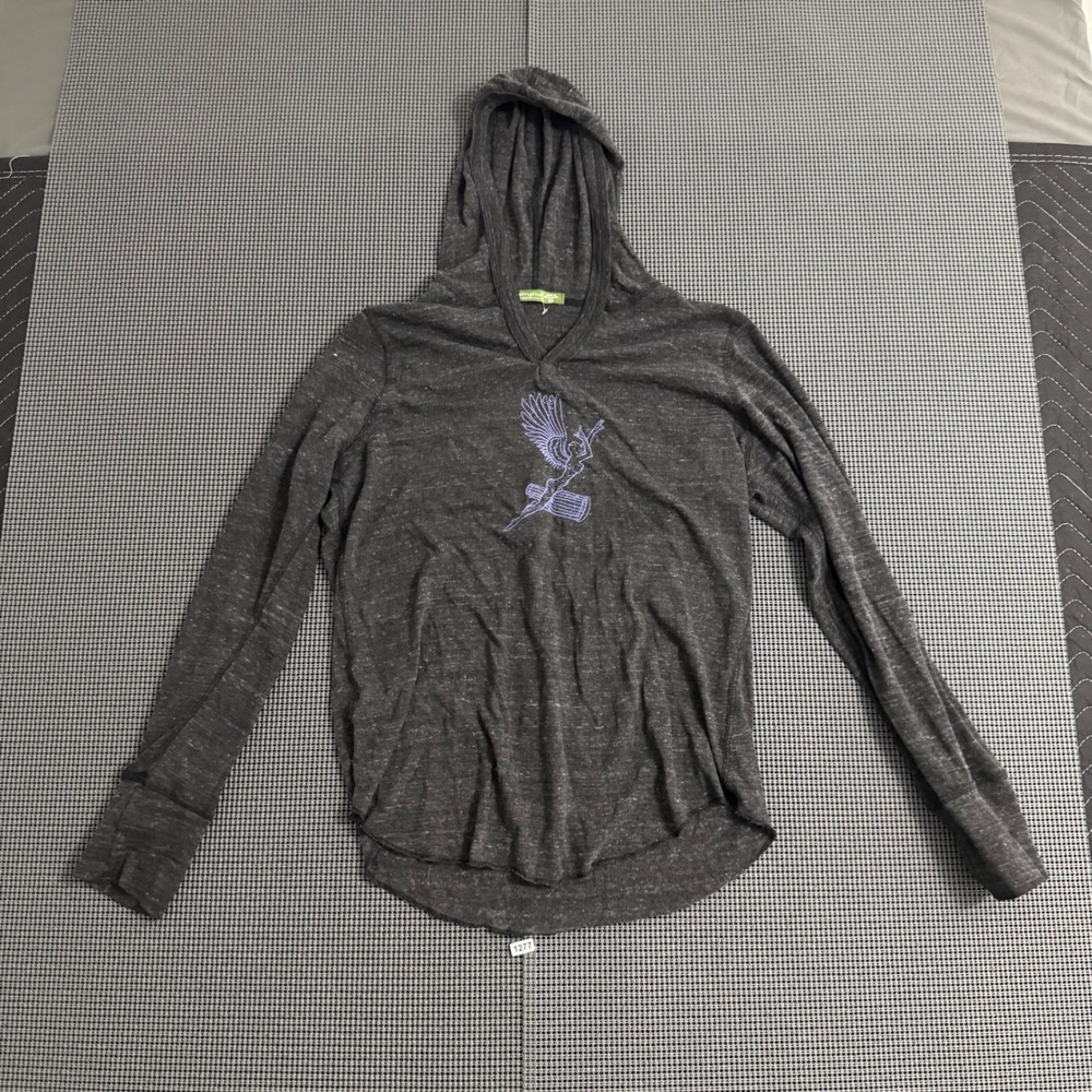 Alternative Earth Womens Medium Charcoal Grey Heathered Graphic Hoodie V-Neck M